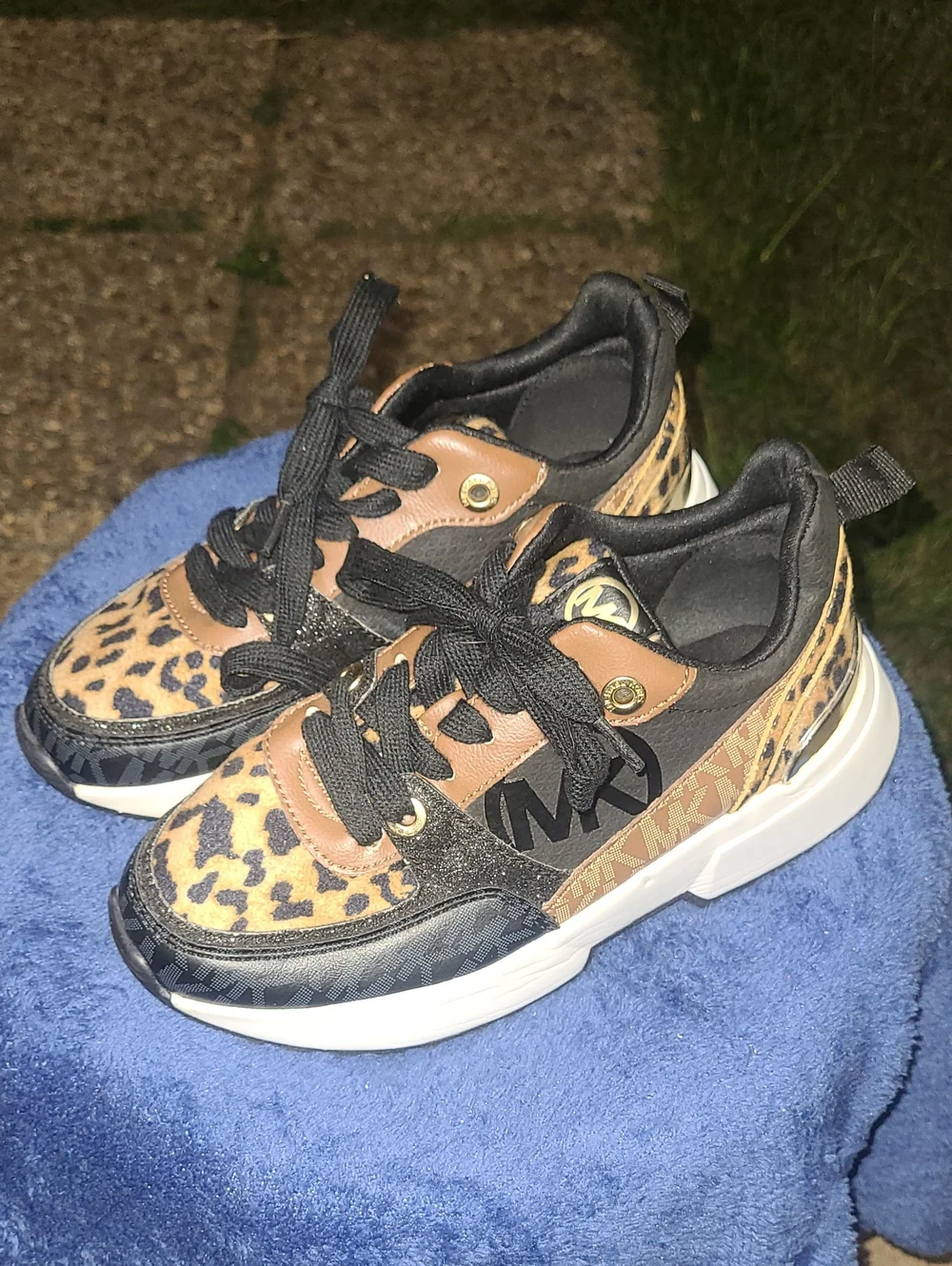 Michael Kors Kids Leopard Print Platform Sneakers - Black, Brown  Girls Size 2